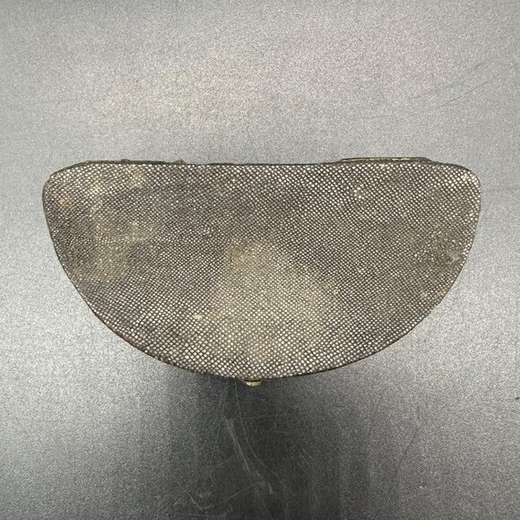 Antique Fish Skin Compact Box Wooden Pink Velvet Black Vanity Victorian Trinket - Picture 4 of 14